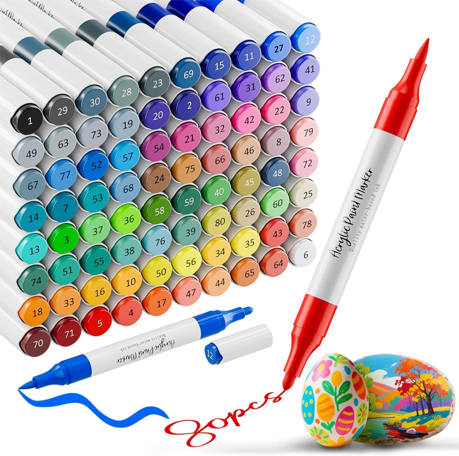 acrylic paint markers 80 colors dual tip paint pens for DIY crafts