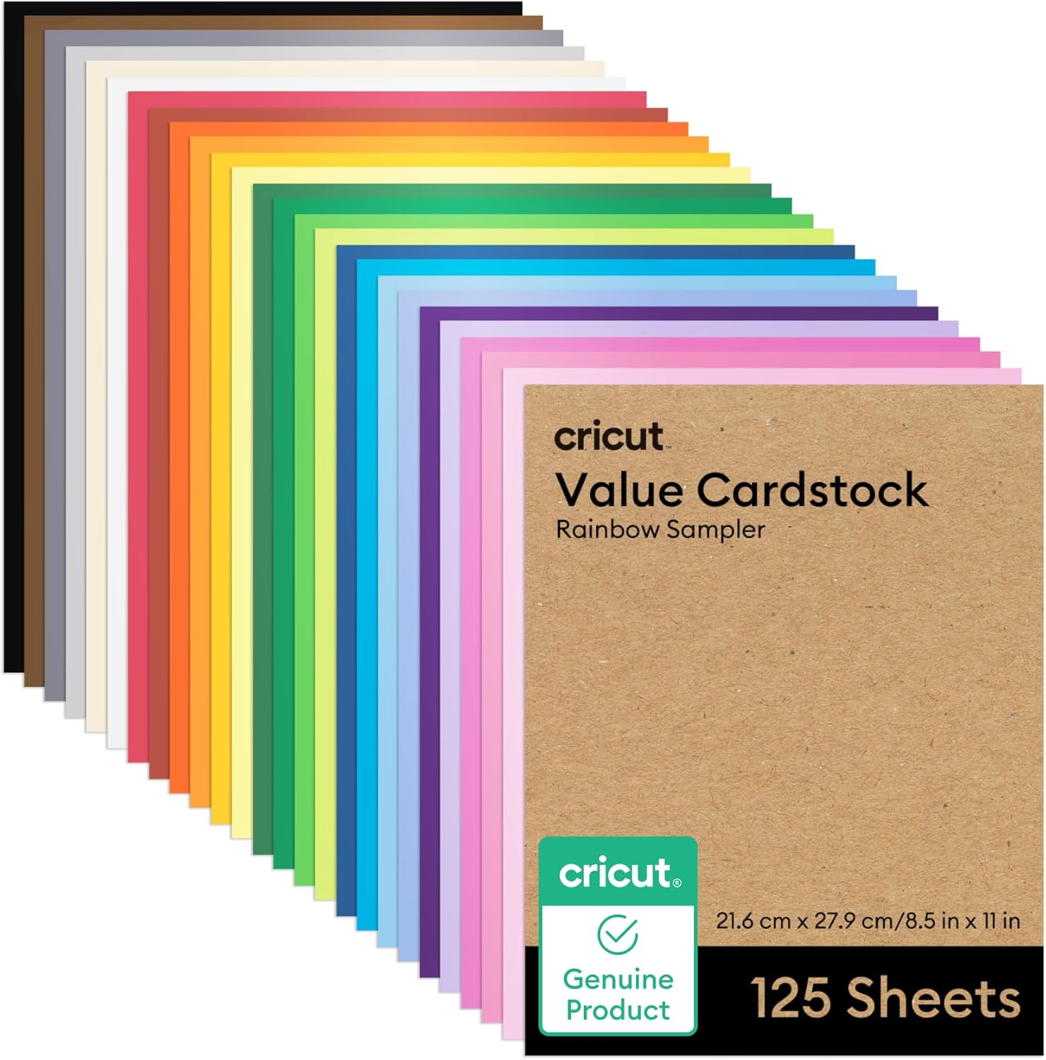 Cricut value cardstock paper rainbow sampler 125 sheets 8.5 x 11 letter size